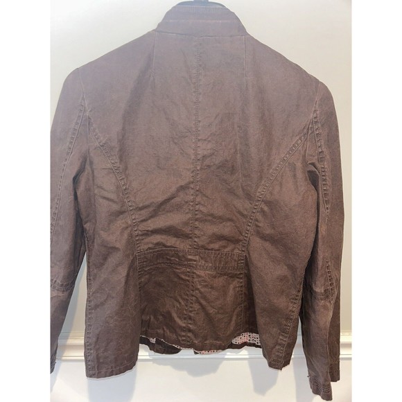 AI Authentic Icon Women's Jacket Brown Buttons Zipper Cotton Light Large - Picture 8 of 16